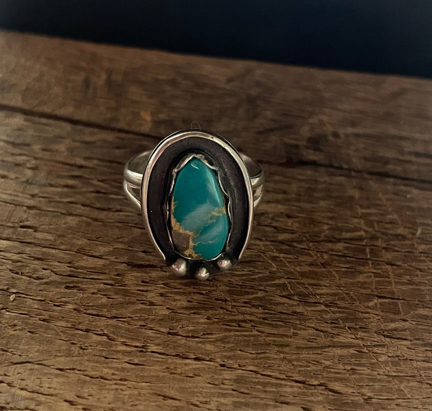 Three Dot Royston Turquoise Ring - Size 8