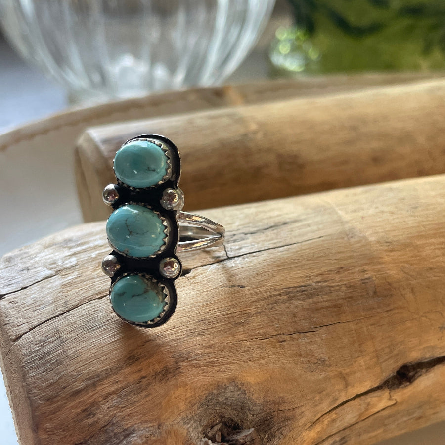 Triple Threat Kingman Turquoise Ring